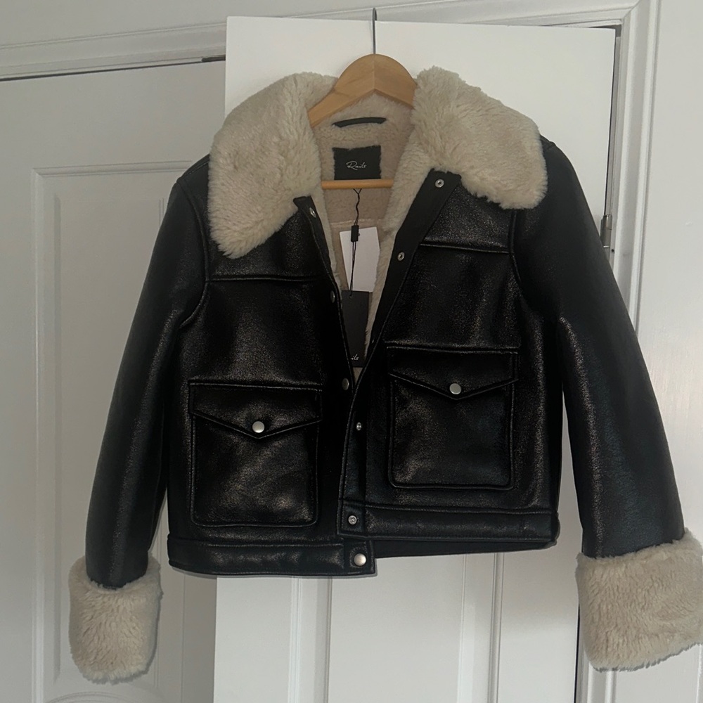Rails Women’s Black Jacket with Cream Fur Accents